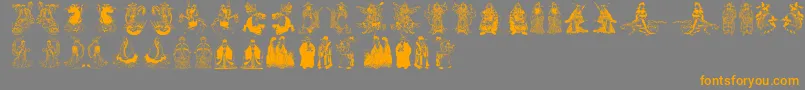 Mythoschina-Schriftart – Orangefarbene Schriften auf grauem Hintergrund