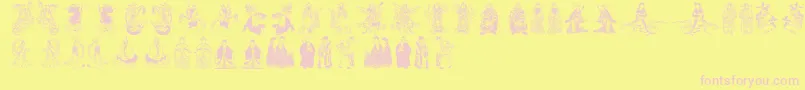 Mythoschina-fontti – vaaleanpunaiset fontit keltaisella taustalla