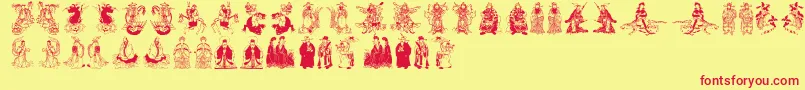 Mythoschina Font – Red Fonts on Yellow Background