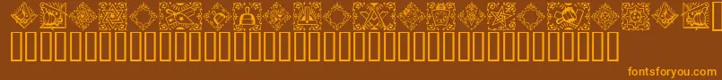 フォントMasonic ffy – オレンジ色の文字が茶色の背景にあります。