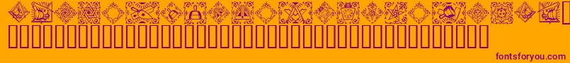 Masonic ffy-Schriftart – Violette Schriften auf orangefarbenem Hintergrund