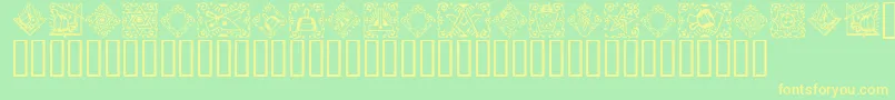 フォントMasonic ffy – 黄色の文字が緑の背景にあります