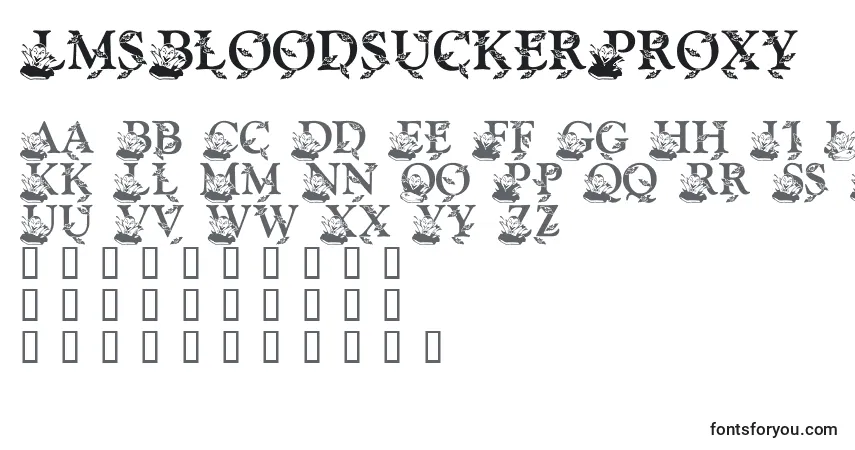 A fonte LmsBloodsuckerProxy – alfabeto, números, caracteres especiais