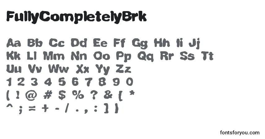 A fonte FullyCompletelyBrk – alfabeto, números, caracteres especiais