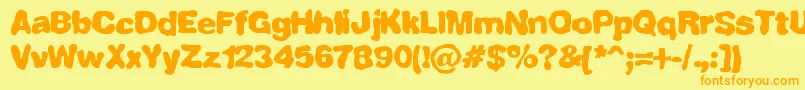 FullyCompletelyBrk-Schriftart – Orangefarbene Schriften auf gelbem Hintergrund