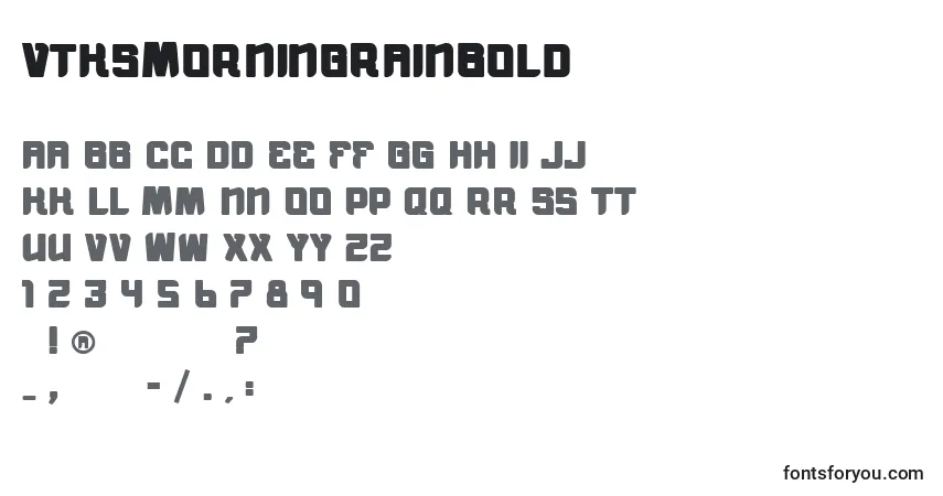 A fonte VtksMorningRainBold – alfabeto, números, caracteres especiais