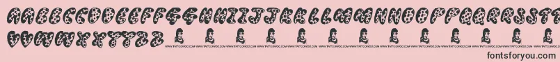 ThreadyBear-Schriftart – Schwarze Schriften auf rosa Hintergrund