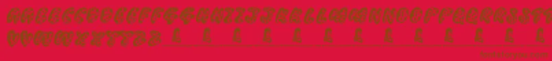 ThreadyBear-Schriftart – Braune Schriften auf rotem Hintergrund