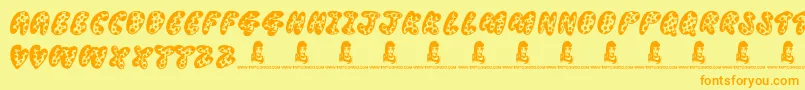 ThreadyBear-Schriftart – Orangefarbene Schriften auf gelbem Hintergrund