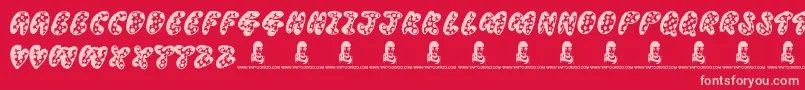 ThreadyBear-fontti – vaaleanpunaiset fontit punaisella taustalla