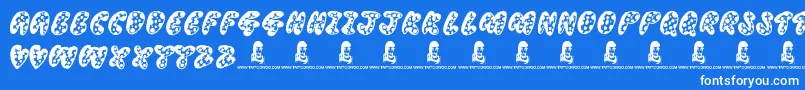 ThreadyBear-fontti – valkoiset fontit sinisellä taustalla
