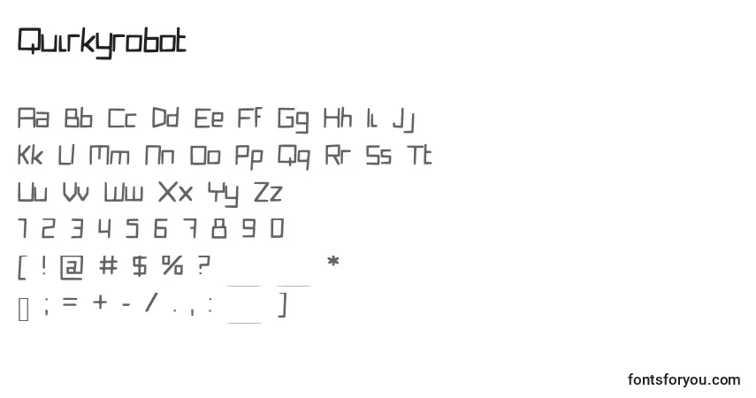 Czcionka Quirkyrobot – alfabet, cyfry, specjalne znaki