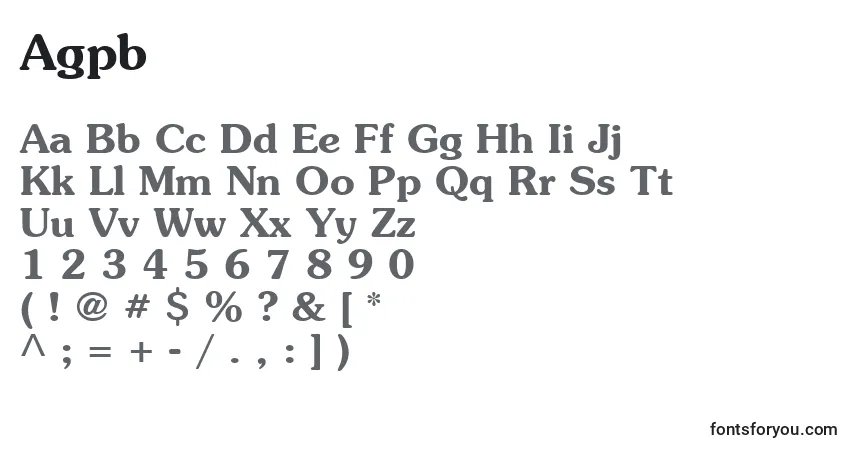 Schriftart Agpb – Alphabet, Zahlen, spezielle Symbole
