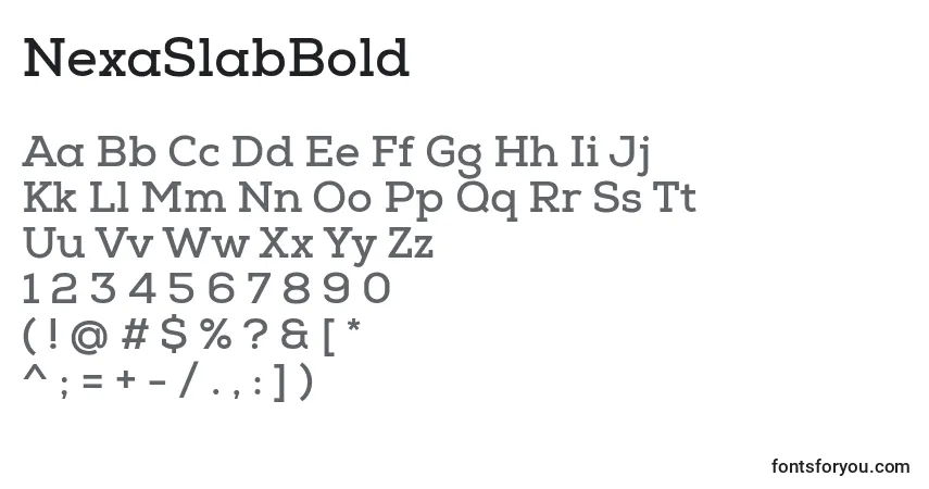 Schriftart NexaSlabBold – Alphabet, Zahlen, spezielle Symbole