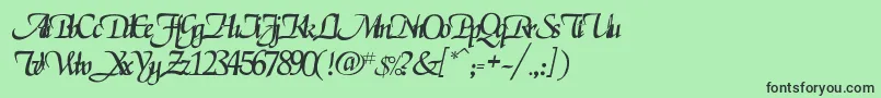 フォントRselgarrett – 緑の背景に黒い文字