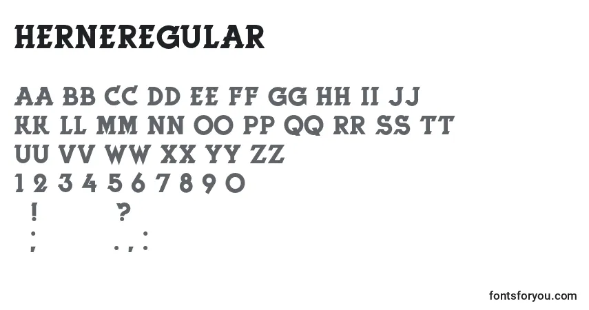 Шрифт HerneRegular – алфавит, цифры, специальные символы