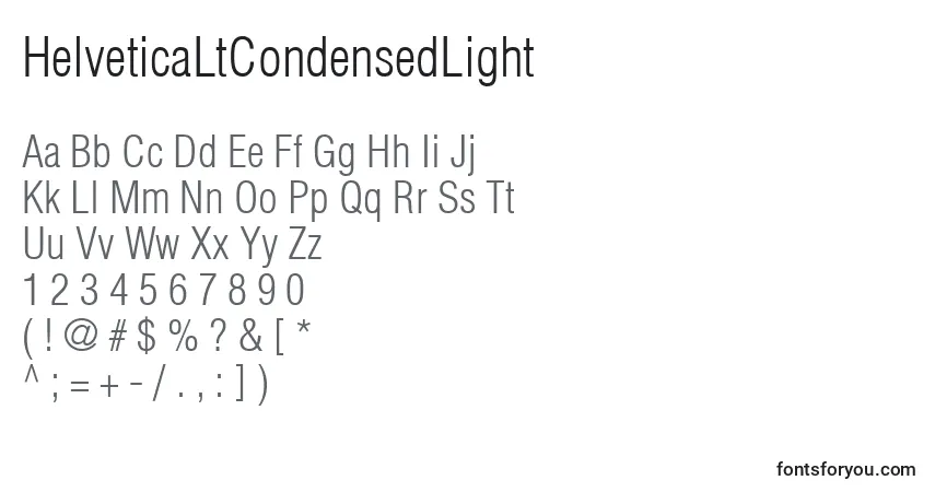 Czcionka HelveticaLtCondensedLight – alfabet, cyfry, specjalne znaki