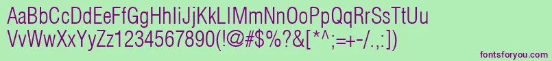HelveticaLtCondensedLight Font – Purple Fonts on Green Background