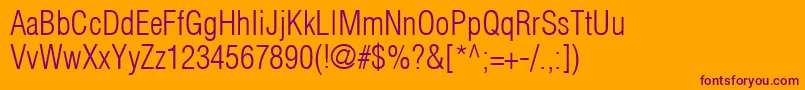HelveticaLtCondensedLight Font – Purple Fonts on Orange Background