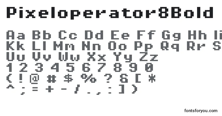A fonte Pixeloperator8Bold – alfabeto, números, caracteres especiais