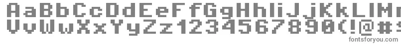 Pixeloperator8Bold-fontti – harmaat kirjasimet valkoisella taustalla