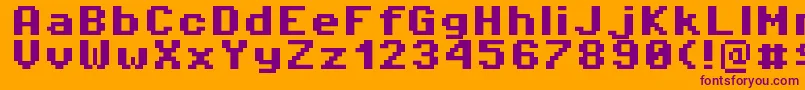 Pixeloperator8Bold-fontti – violetit fontit oranssilla taustalla