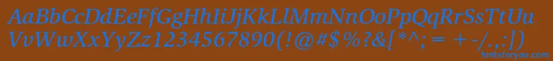 SlimbachstdMediumitalic Font – Blue Fonts on Brown Background