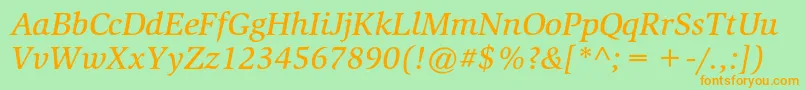 SlimbachstdMediumitalic Font – Orange Fonts on Green Background