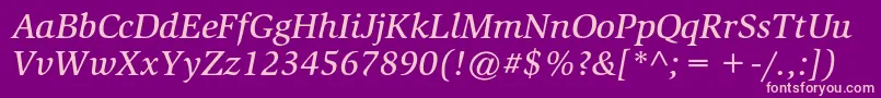 SlimbachstdMediumitalic Font – Pink Fonts on Purple Background