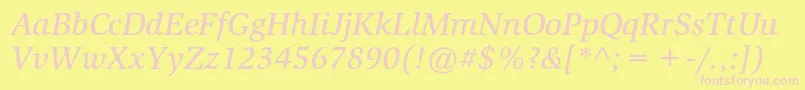 SlimbachstdMediumitalic Font – Pink Fonts on Yellow Background