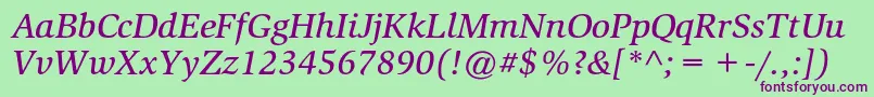 SlimbachstdMediumitalic Font – Purple Fonts on Green Background