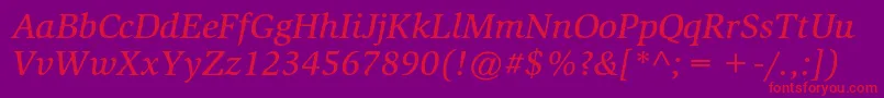 SlimbachstdMediumitalic Font – Red Fonts on Purple Background