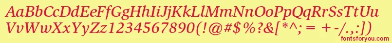 SlimbachstdMediumitalic Font – Red Fonts on Yellow Background