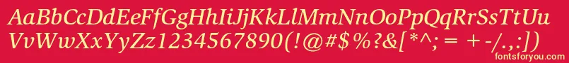 SlimbachstdMediumitalic Font – Yellow Fonts on Red Background