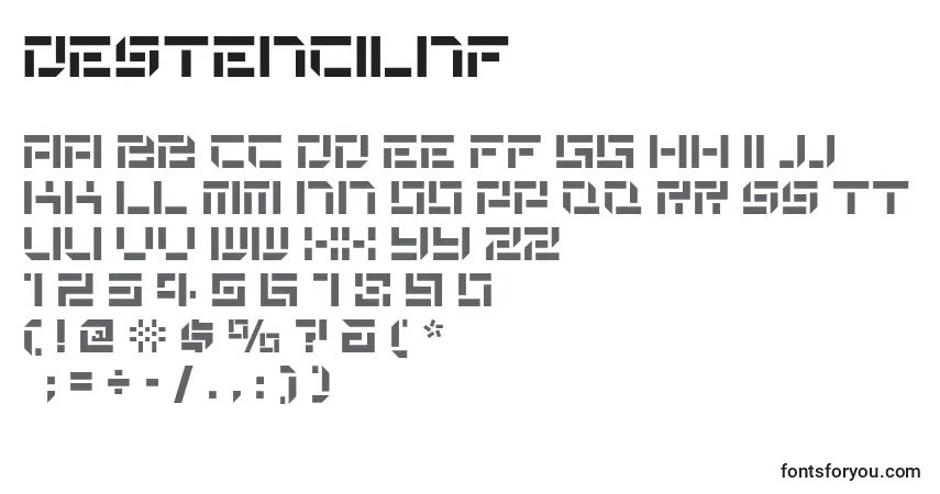 Schriftart Destencilnf (96772) – Alphabet, Zahlen, spezielle Symbole