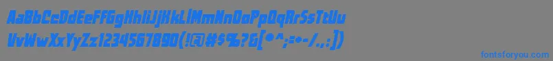 フォントWorldsatwarBbItalic – 灰色の背景に青い文字