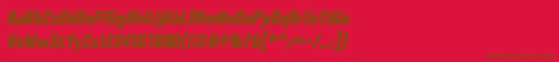 フォントWorldsatwarBbItalic – 赤い背景に茶色の文字