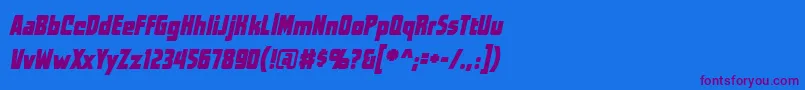 WorldsatwarBbItalic Font – Purple Fonts on Blue Background
