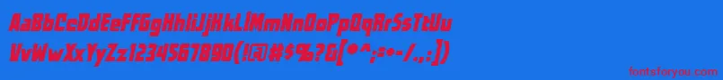 フォントWorldsatwarBbItalic – 赤い文字の青い背景