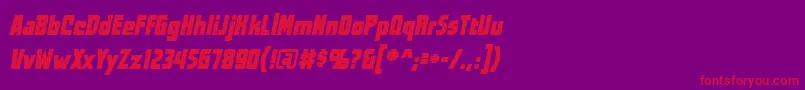 WorldsatwarBbItalic-Schriftart – Rote Schriften auf violettem Hintergrund