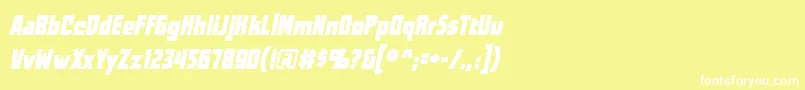 フォントWorldsatwarBbItalic – 黄色い背景に白い文字