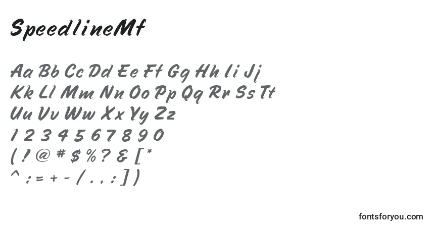 SpeedlineMf Font – alphabet, numbers, special characters