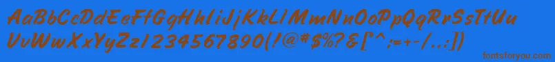 SpeedlineMf-Schriftart – Braune Schriften auf blauem Hintergrund