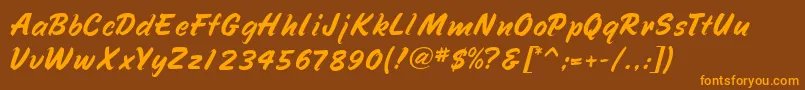 Weitere Informationen zur SpeedlineMf-Schriftart SpeedlineMf-Schriftart – Orangefarbene Schriften auf braunem Hintergrund