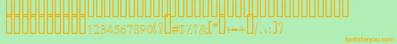 フォントSimpleOutlinePat – オレンジの文字が緑の背景にあります。