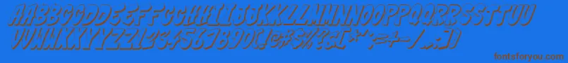 Thwack2-Schriftart – Braune Schriften auf blauem Hintergrund