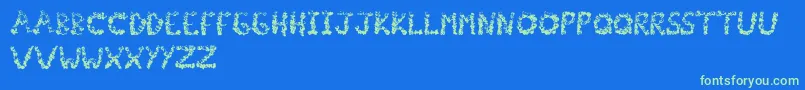 フォントPopcornfont – 青い背景に緑のフォント