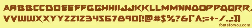 フォントSkirmisher – 茶色の文字が黄色の背景にあります。