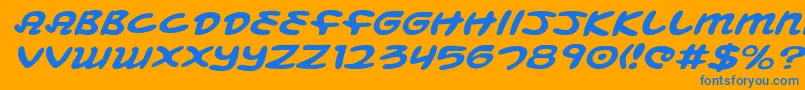 MagicBeansExpandedItalic Font – Blue Fonts on Orange Background