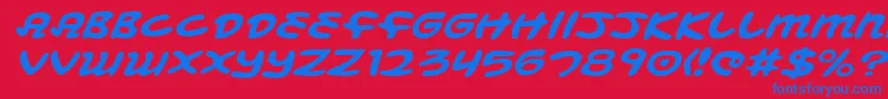 MagicBeansExpandedItalic Font – Blue Fonts on Red Background